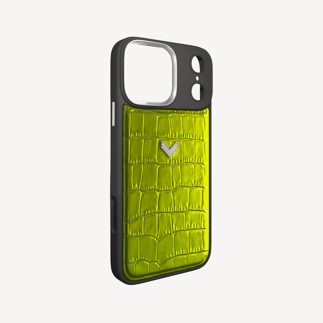 iPhone 17 Pro Max Phone Case, Calf Leather, Crocodile Texture
