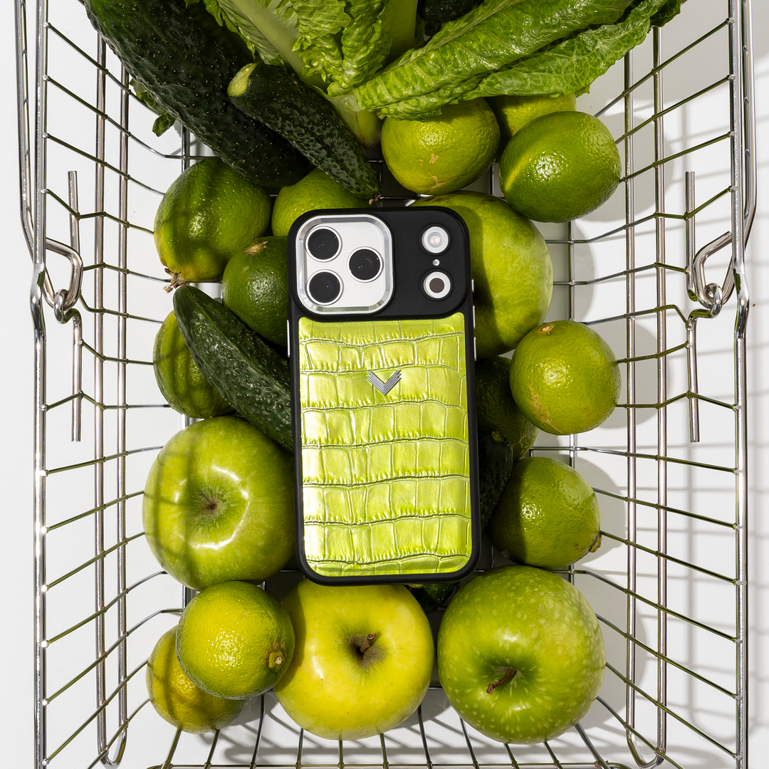 iPhone 17 Pro Max Phone Case, Calf Leather, Crocodile Texture