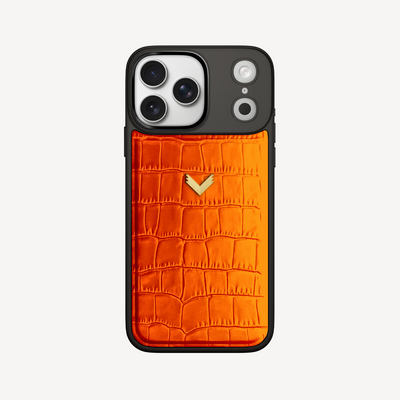 iPhone 17 Pro Max Phone Case, Calf Leather, Crocodile Texture