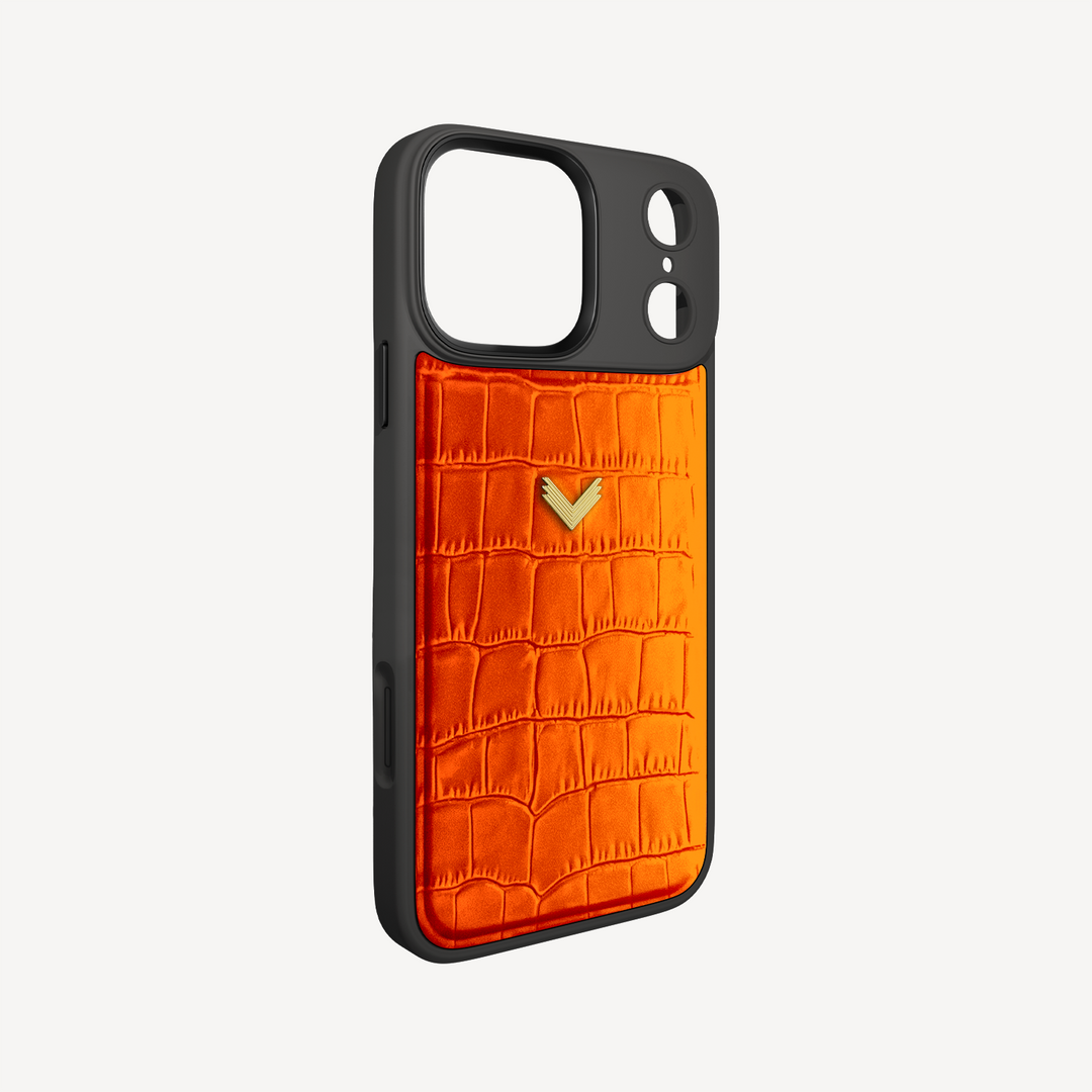 iPhone 17 Pro Max Phone Case, Calf Leather, Crocodile Texture