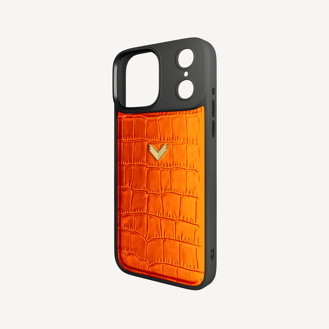 iPhone 17 Pro Max Phone Case, Calf Leather, Crocodile Texture