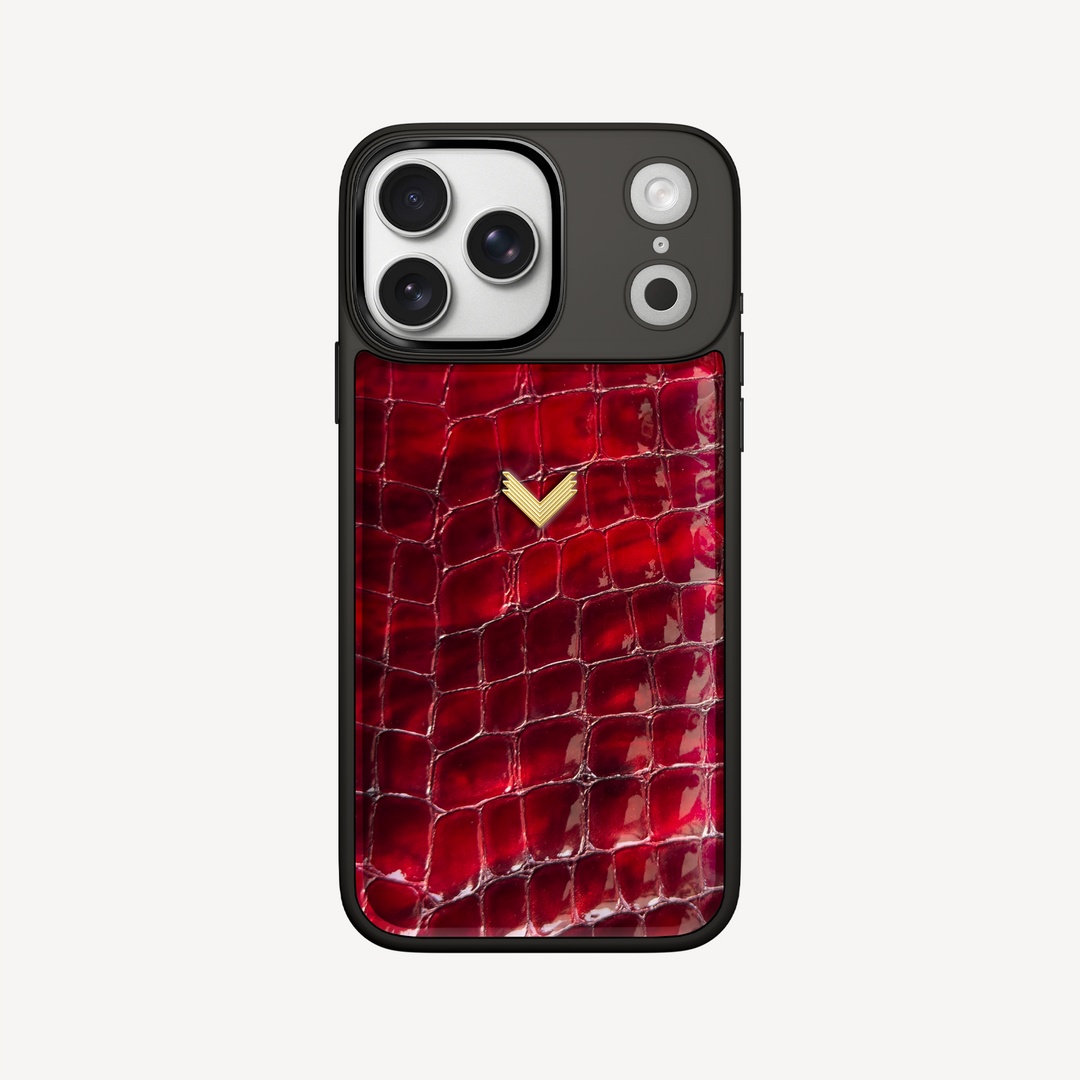 iPhone 17 Pro Max Phone Case, Calf Leather, Crocodile Texture