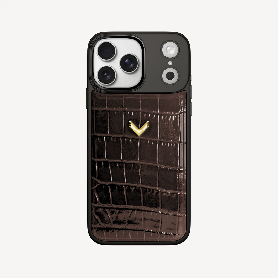 iPhone 17 Pro Max Phone Case, Calf Leather, Crocodile Texture