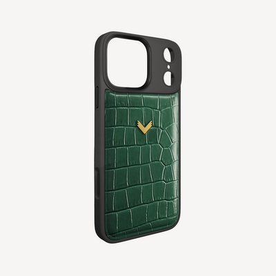 iPhone 17 Pro Max Phone Case, Calf Leather, Crocodile Texture