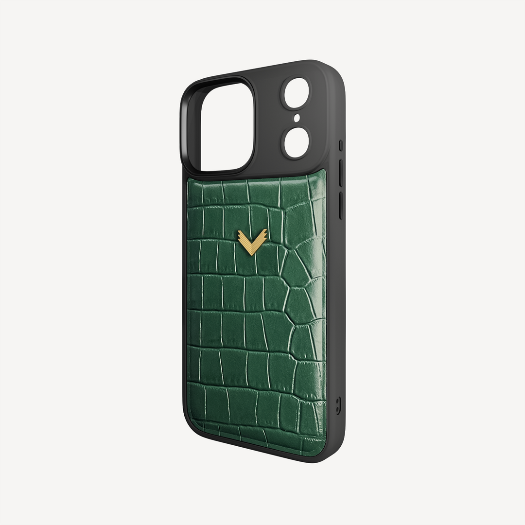iPhone 17 Pro Max Phone Case, Calf Leather, Crocodile Texture