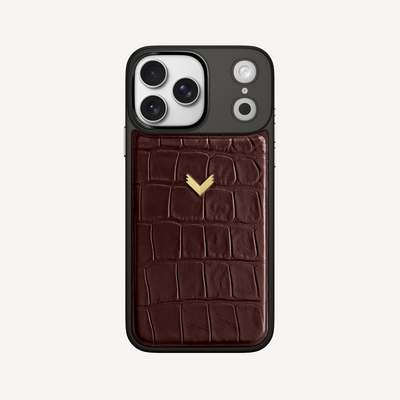 iPhone 17 Pro Max Phone Case, Calf Leather, Crocodile Texture