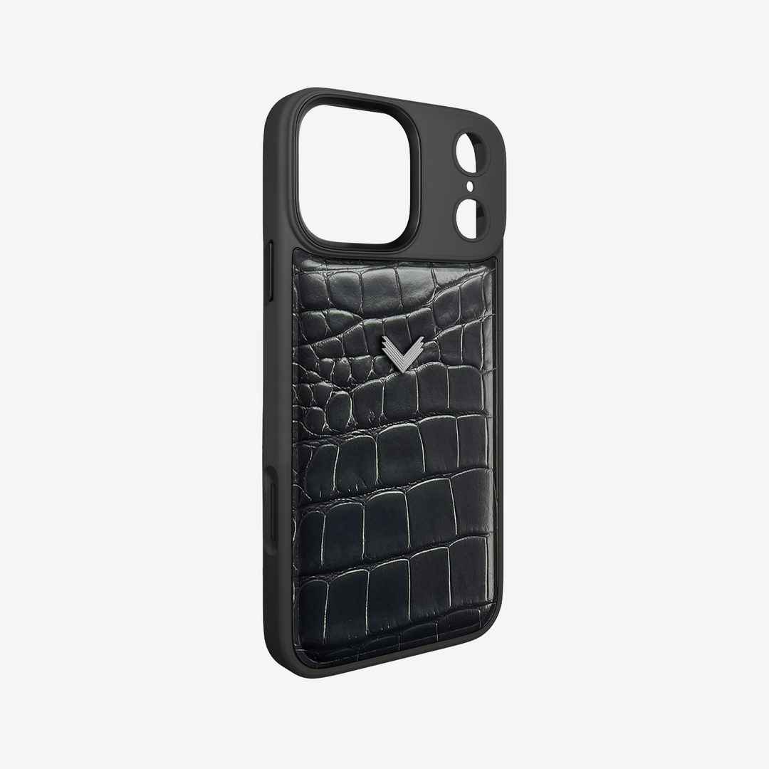 iPhone 17 Pro Max Phone Case, Calf Leather, Crocodile Texture