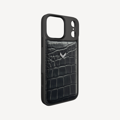 iPhone 17 Pro Max Phone Case, Calf Leather, Crocodile Texture