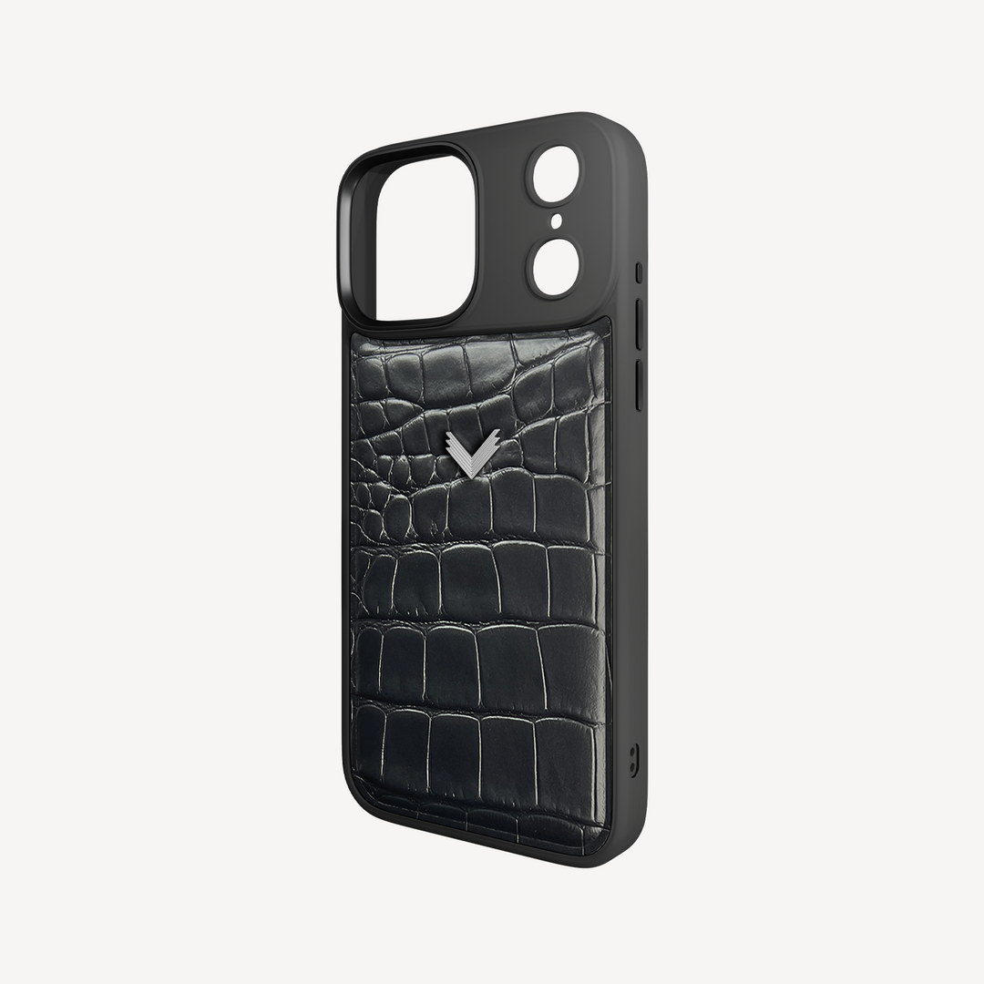 iPhone 17 Pro Max Phone Case, Calf Leather, Crocodile Texture