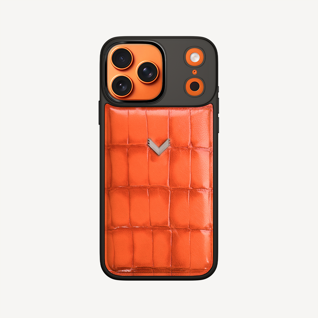 iPhone 17 Pro Max Phone Case, Calf Leather, Crocodile Texture