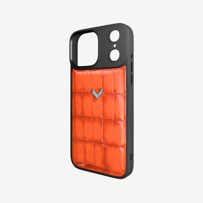 iPhone 17 Pro Max Phone Case, Calf Leather, Crocodile Texture