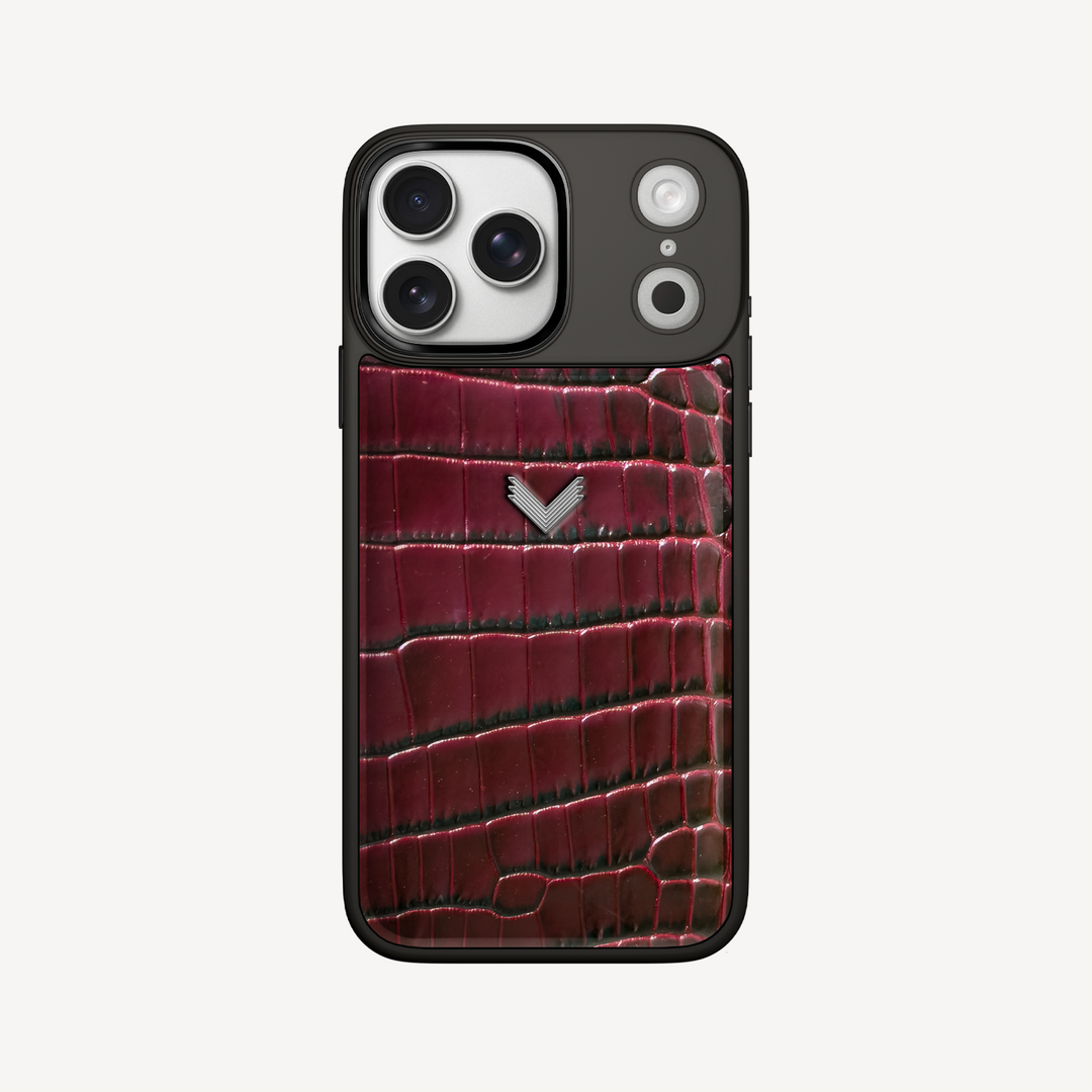 iPhone 17 Pro Max Phone Case, Calf Leather, Crocodile Texture