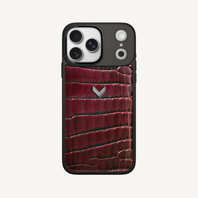 iPhone 17 Pro Max Phone Case, Calf Leather, Crocodile Texture