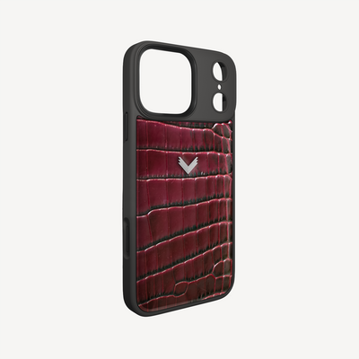 iPhone 17 Pro Max Phone Case, Calf Leather, Crocodile Texture
