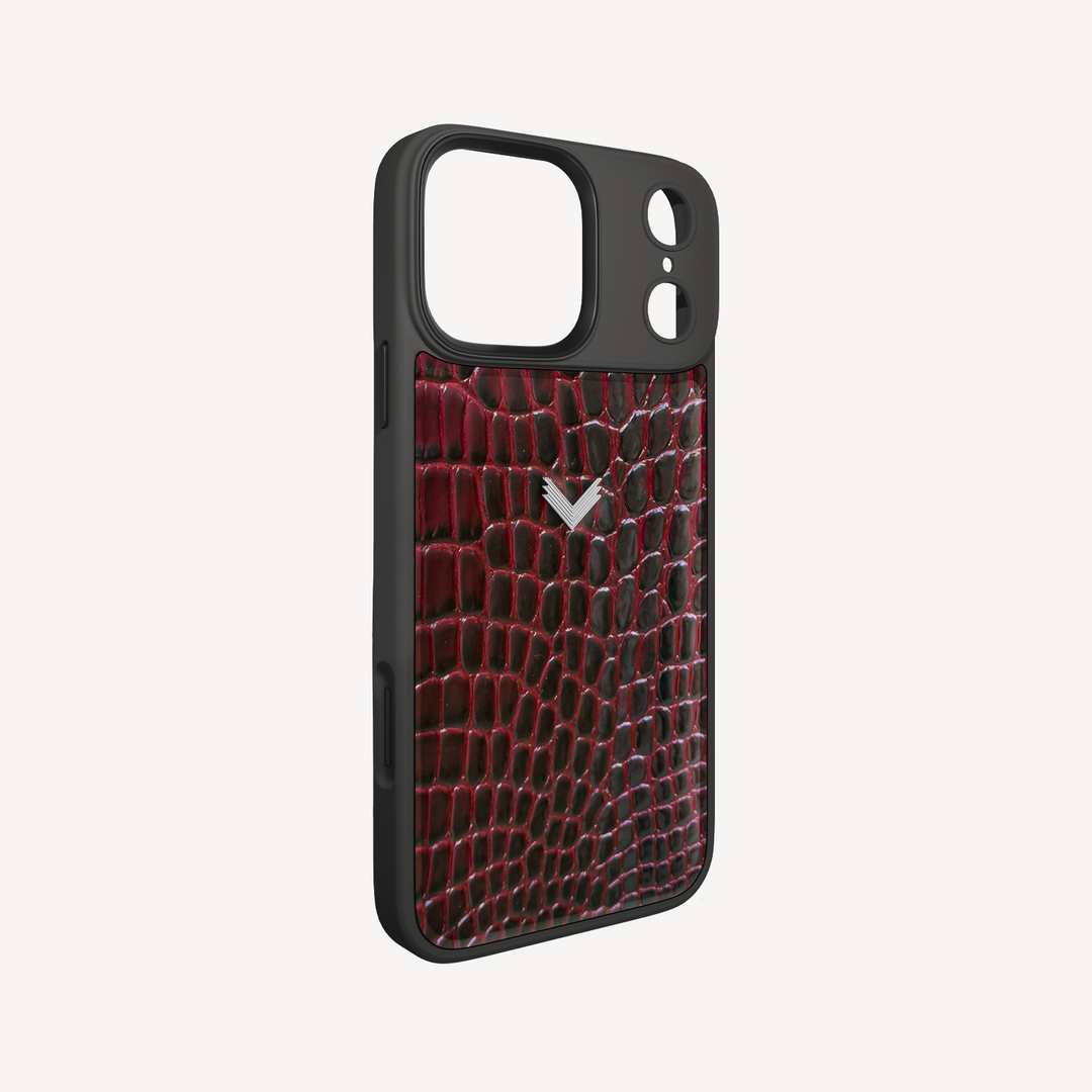 iPhone 17 Pro Phone Case, Calf Leather, Crocodile Texture