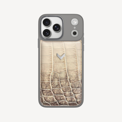 iPhone 17 Pro Max Phone Case, Calf Leather, Crocodile Texture