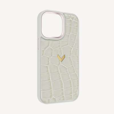 iPhone 14 Pro Max Phone Case, Calf Leather, Crocodile Texture