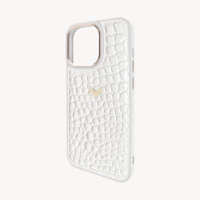 iPhone 13 Pro Phone Case, Calf Leather, Crocodile Texture