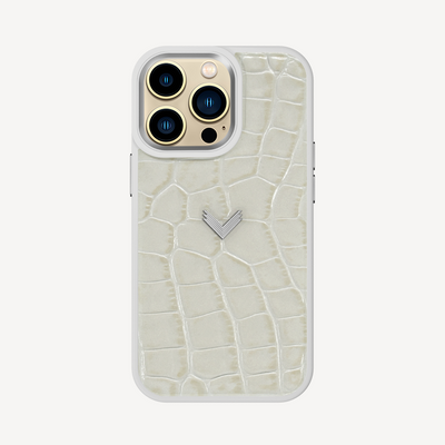 iPhone 14 Pro Max Phone Case, Calf Leather, Crocodile Texture