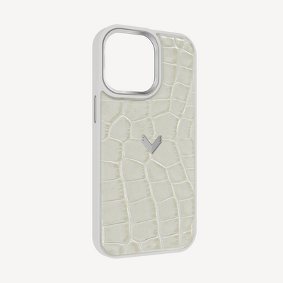 iPhone 14 Pro Max Phone Case, Calf Leather, Crocodile Texture