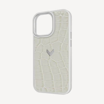 iPhone 14 Pro Max Phone Case, Calf Leather, Crocodile Texture