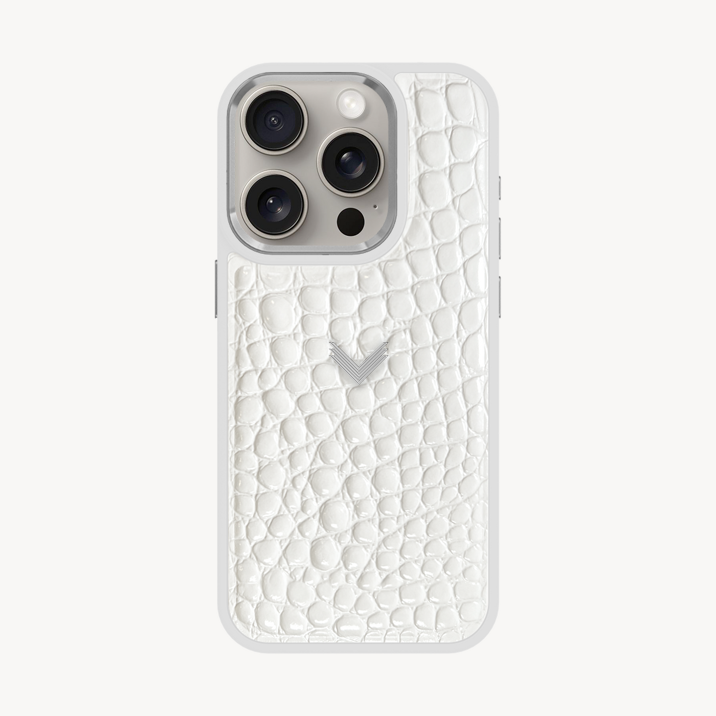 iPhone 15 Pro Phone Case, Calf Leather, Crocodile Texture