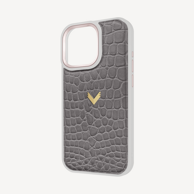 iPhone 15 Pro Max Phone Case, Calf Leather, Crocodile Texture