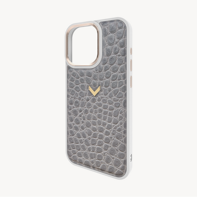 iPhone 15 Pro Max Phone Case, Calf Leather, Crocodile Texture