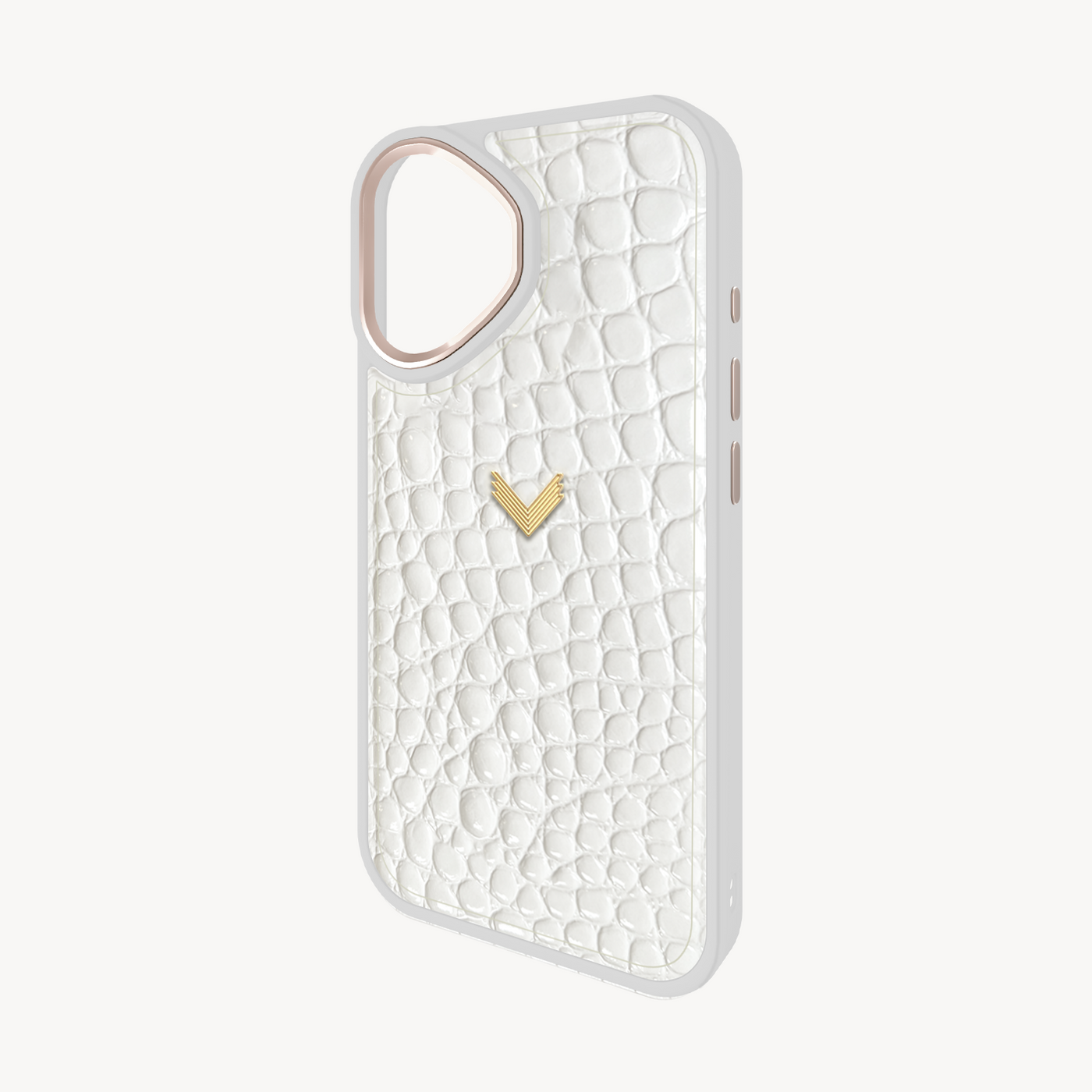 iPhone 16 Plus Phone Case, Calf Leather, Crocodile Texture