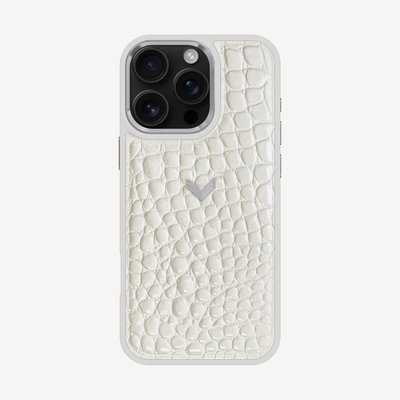 iPhone 16 Pro Max Phone Case, Calf Leather, Crocodile Texture