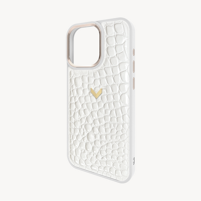 iPhone 16 Pro Phone Case, Calf Leather, Crocodile Texture