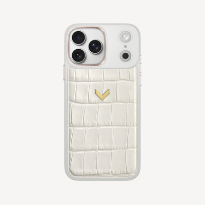 iPhone 17 Pro Max Phone Case, Calf Leather, Crocodile Texture