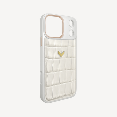 iPhone 17 Pro Max Phone Case, Calf Leather, Crocodile Texture