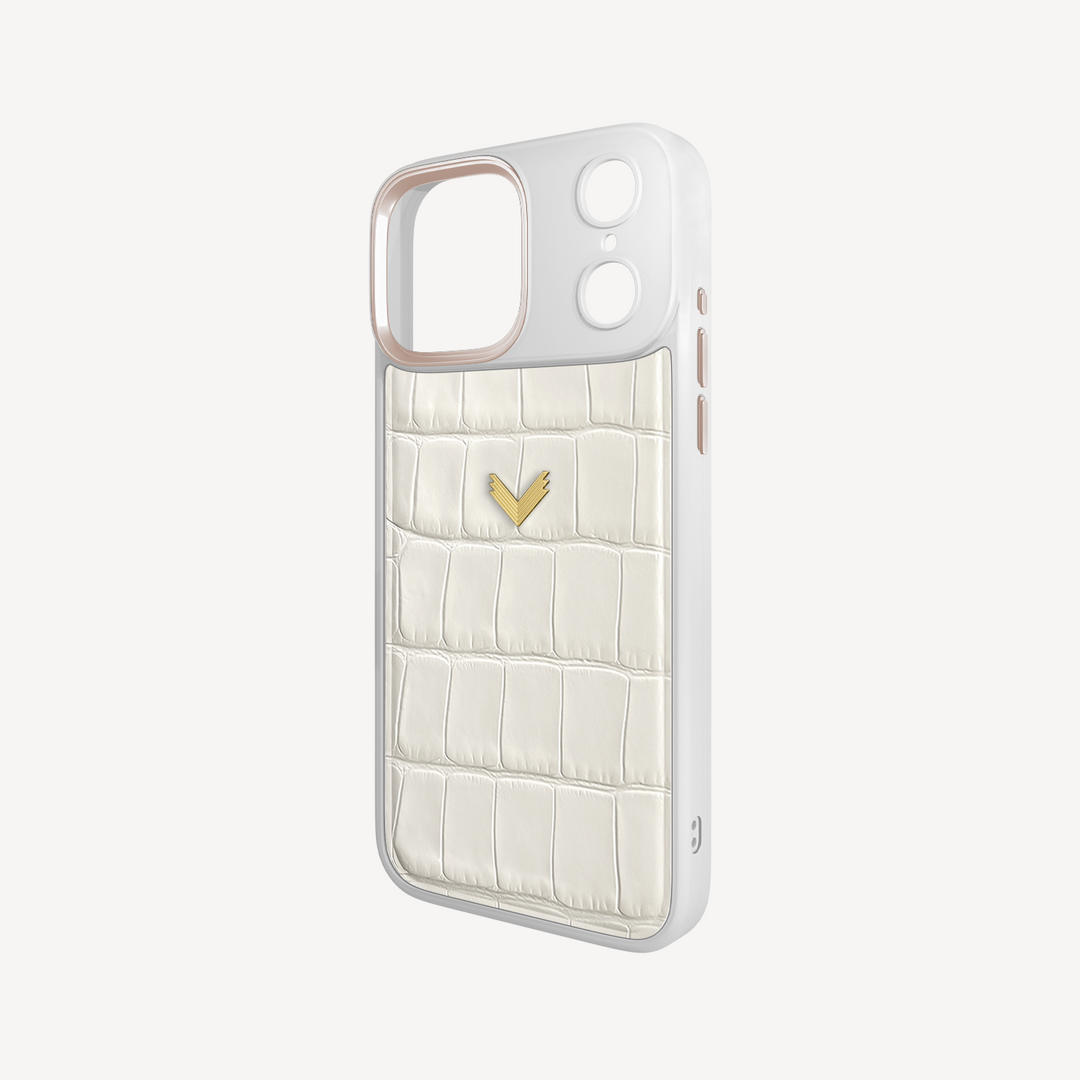 iPhone 17 Pro Max Phone Case, Calf Leather, Crocodile Texture