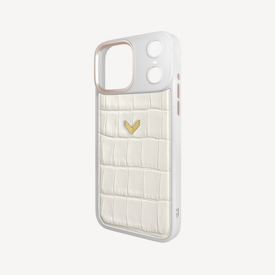 iPhone 17 Pro Max Phone Case, Calf Leather, Crocodile Texture