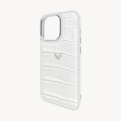 iPhone 13 Pro Phone Case, Calf Leather, Crocodile Texture