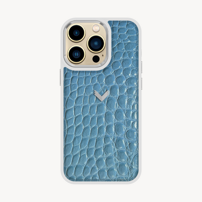 iPhone 14 Pro Phone Case, Calf Leather, Crocodile Texture