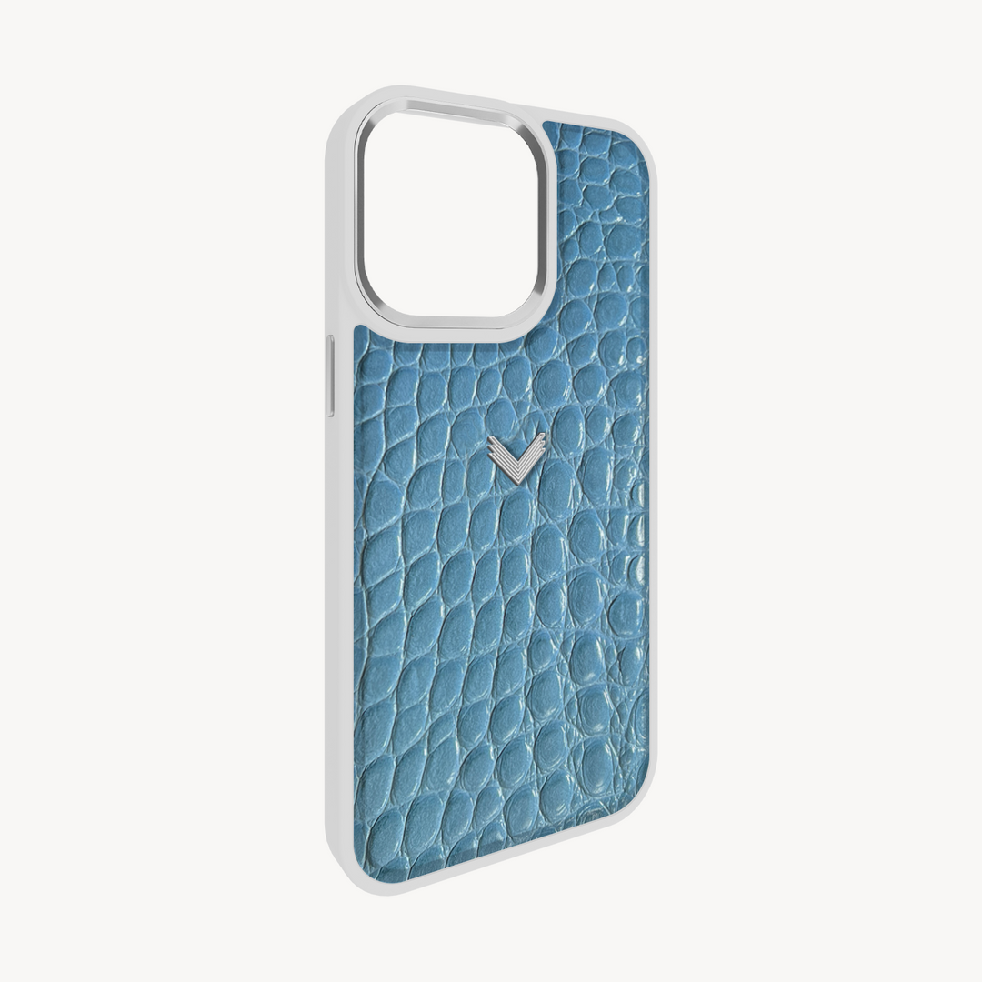 iPhone 14 Pro Phone Case, Calf Leather, Crocodile Texture