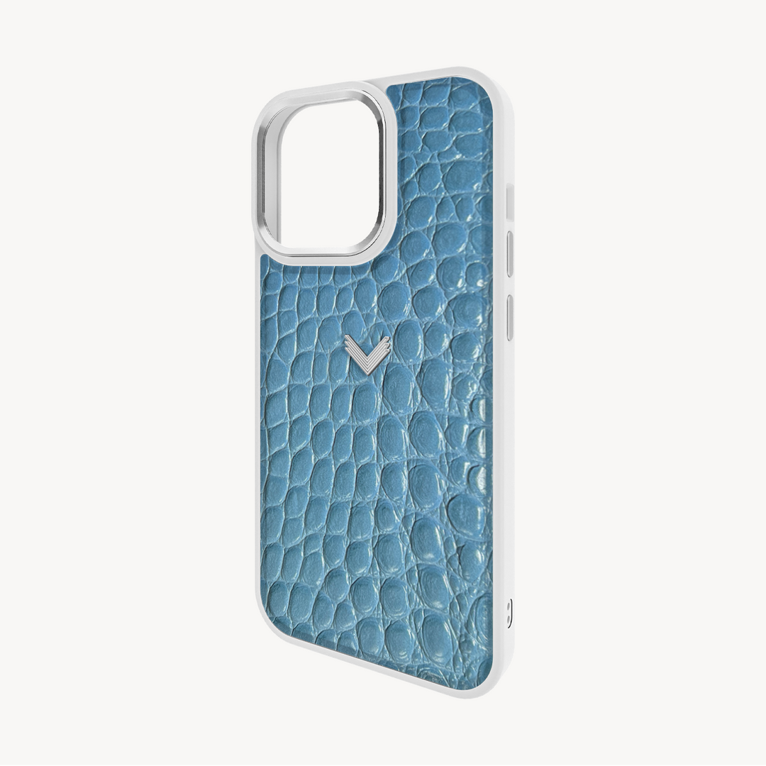 iPhone 14 Pro Phone Case, Calf Leather, Crocodile Texture