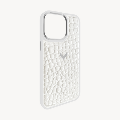 iPhone 13 Pro Phone Case, Calf Leather, Crocodile Texture