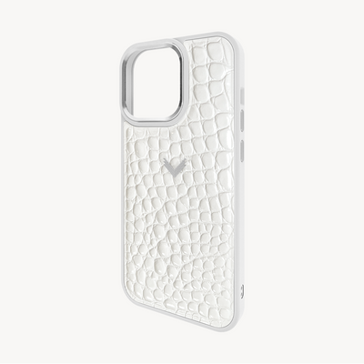 iPhone 13 Pro Phone Case, Calf Leather, Crocodile Texture