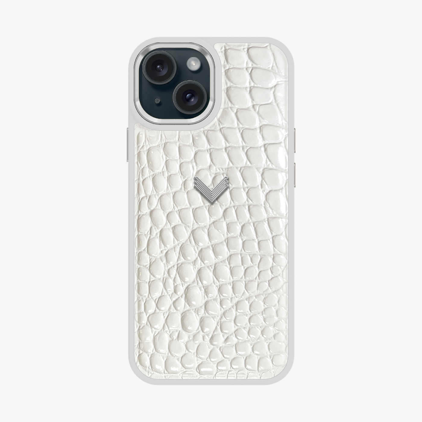 iPhone 15 Phone Case, Calf Leather, Crocodile Texture
