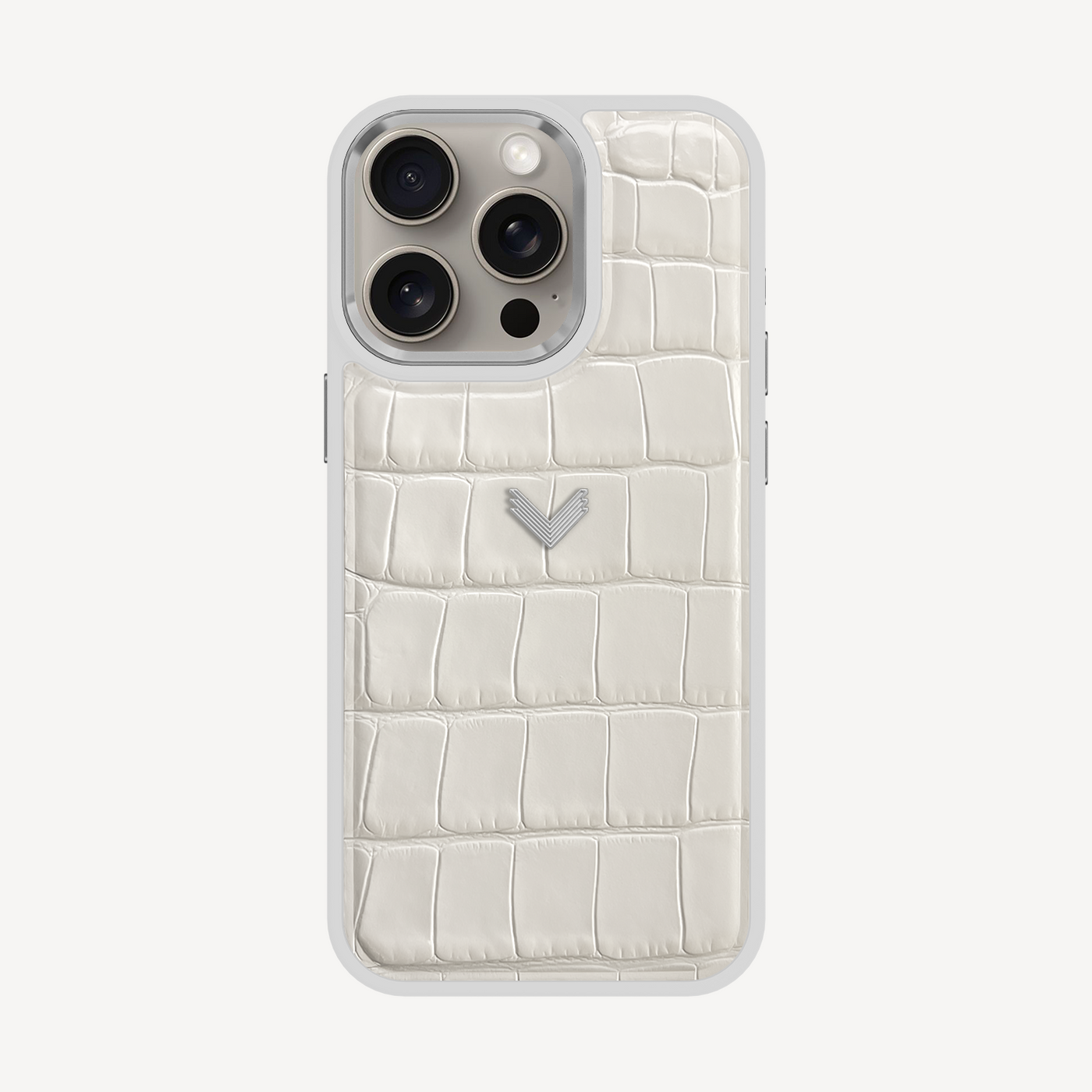 iPhone 15 Pro Phone Case, Calf Leather, Crocodile Texture