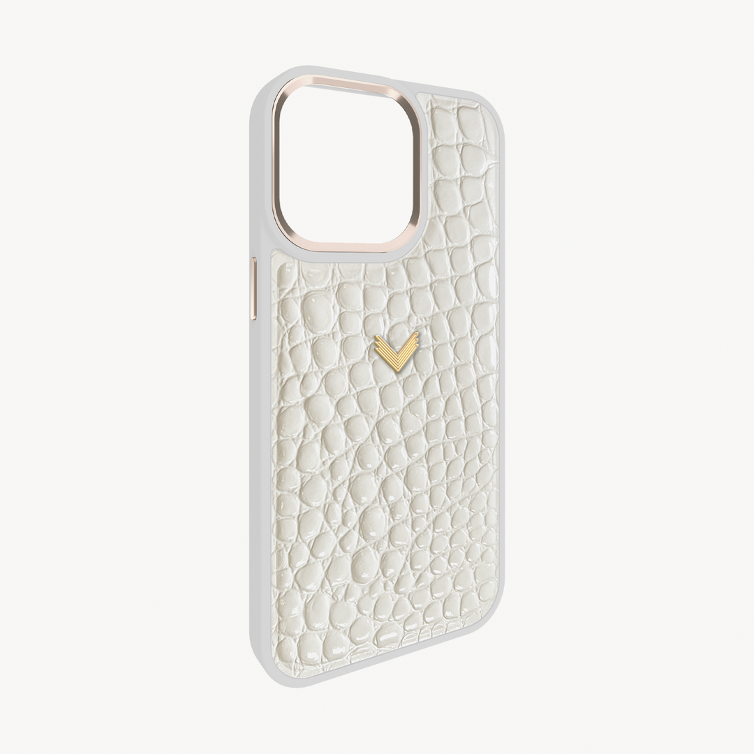 iPhone 15 Pro Max Phone Case, Calf Leather, Crocodile Texture