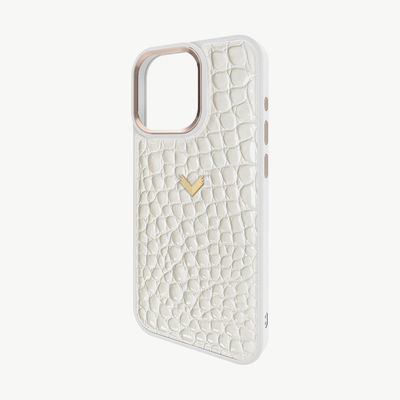 iPhone 15 Pro Max Phone Case, Calf Leather, Crocodile Texture
