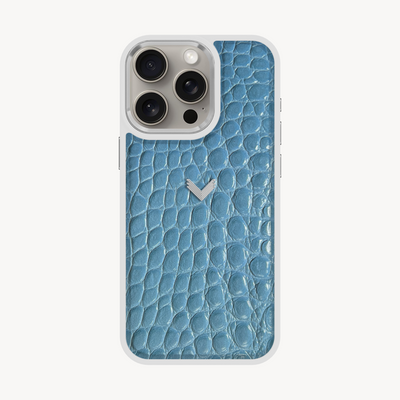 iPhone 15 Pro Phone Case, Calf Leather, Crocodile Texture