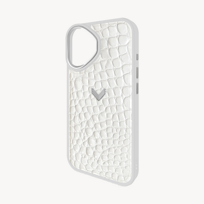 iPhone 16 Plus Phone Case, Calf Leather, Crocodile Texture