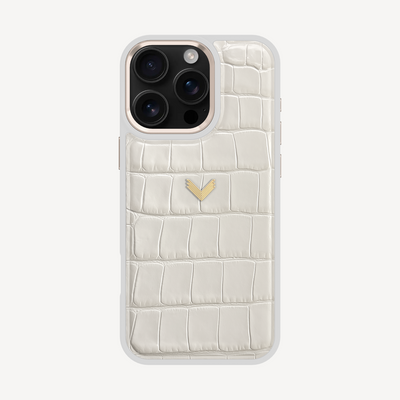 iPhone 16 Pro Max Phone Case, Calf Leather, Crocodile Texture