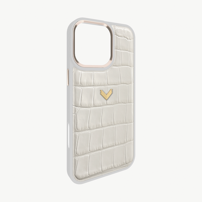 iPhone 16 Pro Max Phone Case, Calf Leather, Crocodile Texture