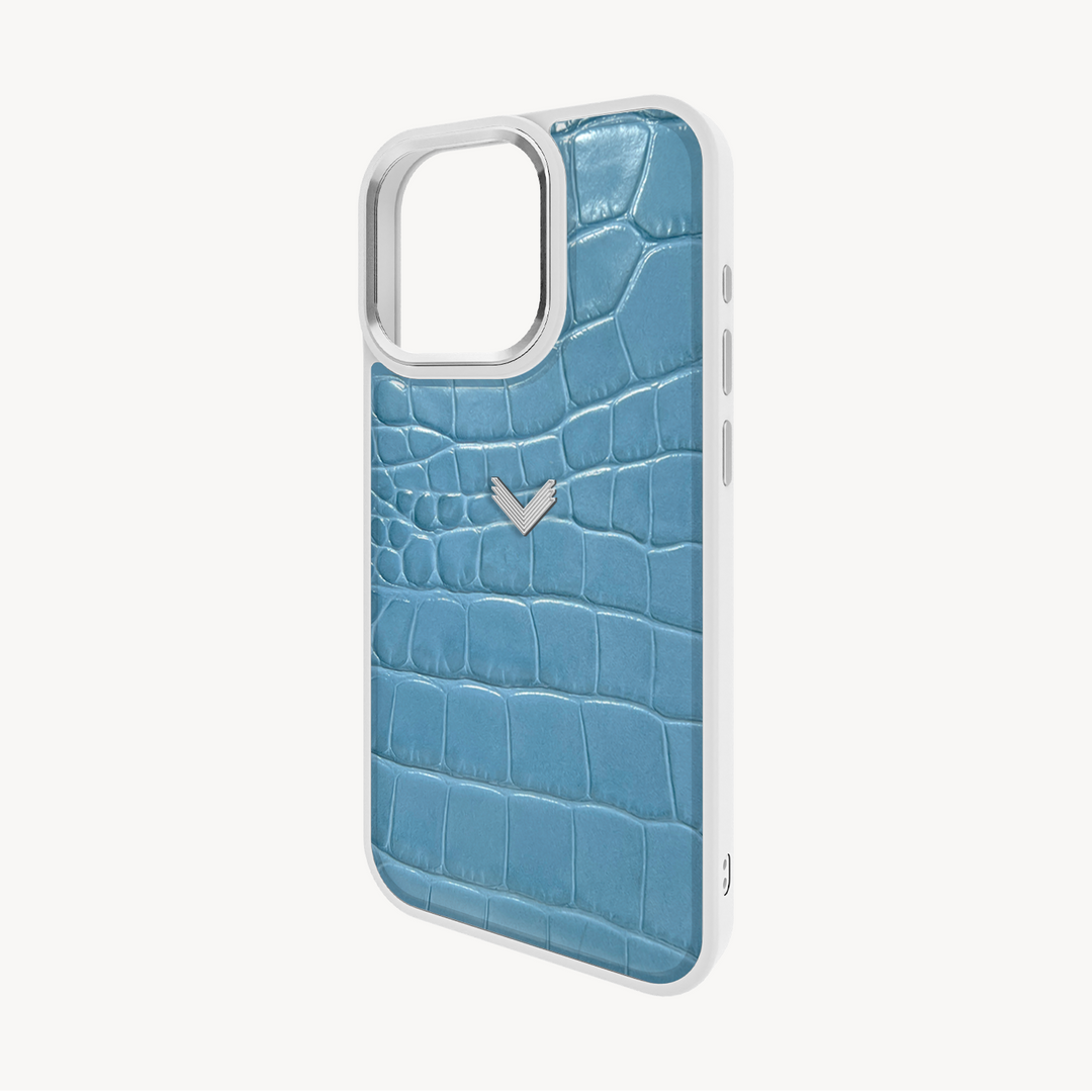 iPhone 16 Pro Max Phone Case, Calf Leather, Crocodile Texture